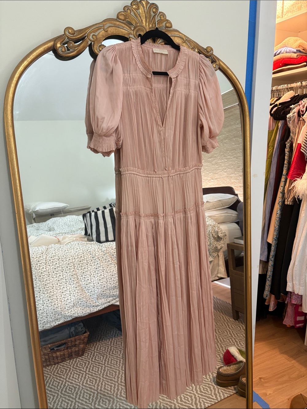 Ulla Johnson Astrid Plisse Midi Dress Blush - Picture 3 of 5